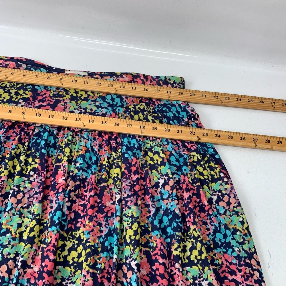 Kate Hill Skirt 2X Colorful Abstract Stretch Elastic Waist Lined Ruffle Office - Picture 6 of 7